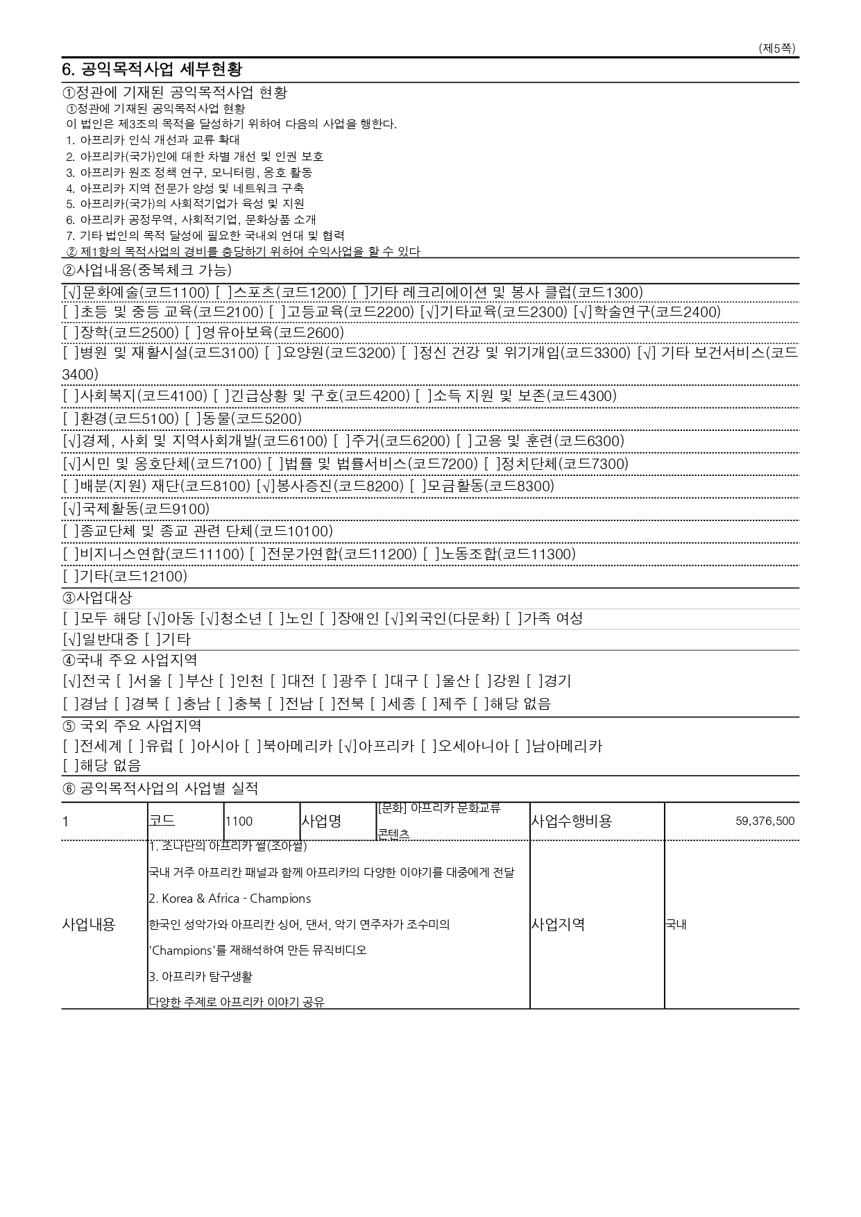 공익법인 결산서류 등의 공시(2021.11-2021.12)