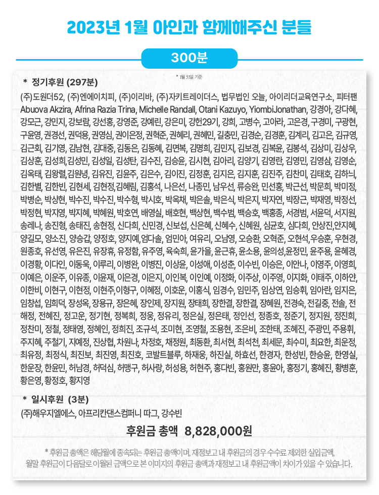 23-01 후원금 및 후원자수